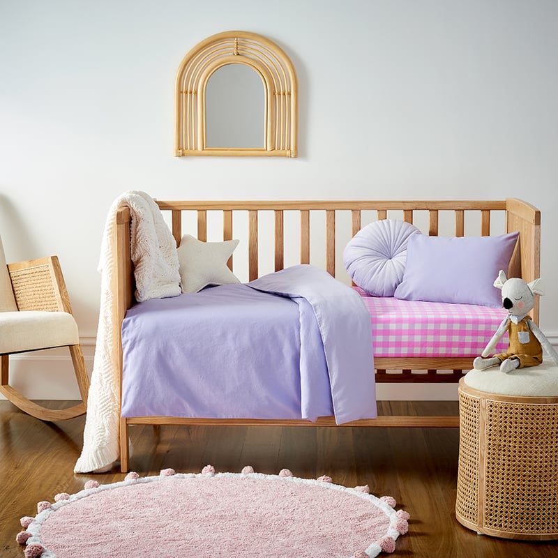 Stonewashed Cotton Lilac Cot Duvet Cover Set