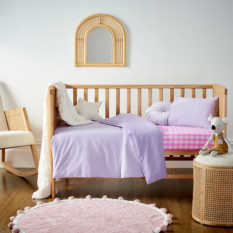 Stonewashed Cotton Lilac Cot Duvet Cover Set