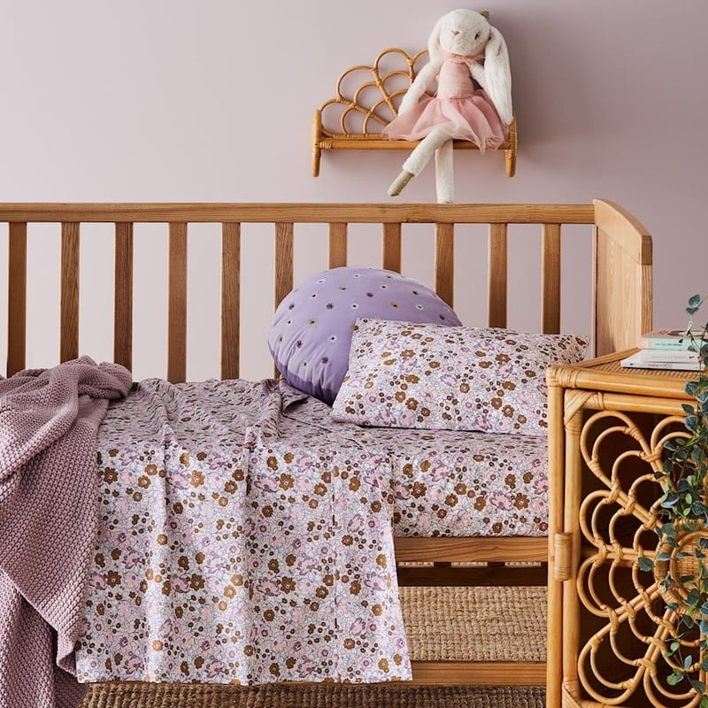 Botanica Floral Lilac Cot Sheet Set