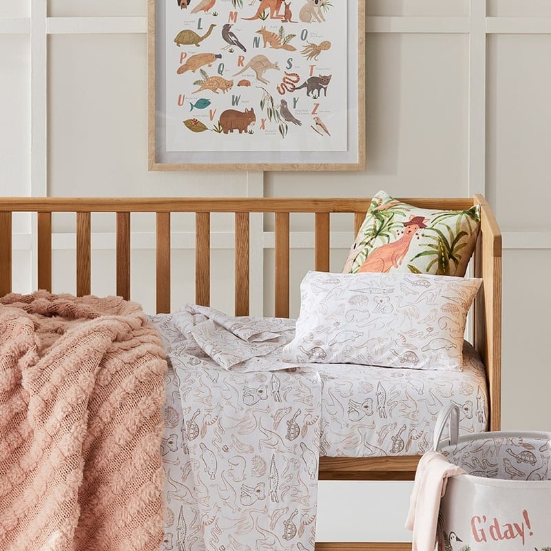 Australiana Animals Natural Cot Sheet Set