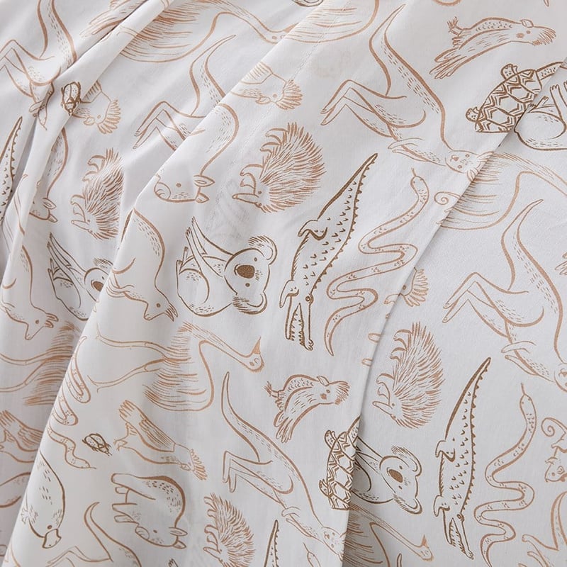 Australiana Animals Natural Cot Sheet Set