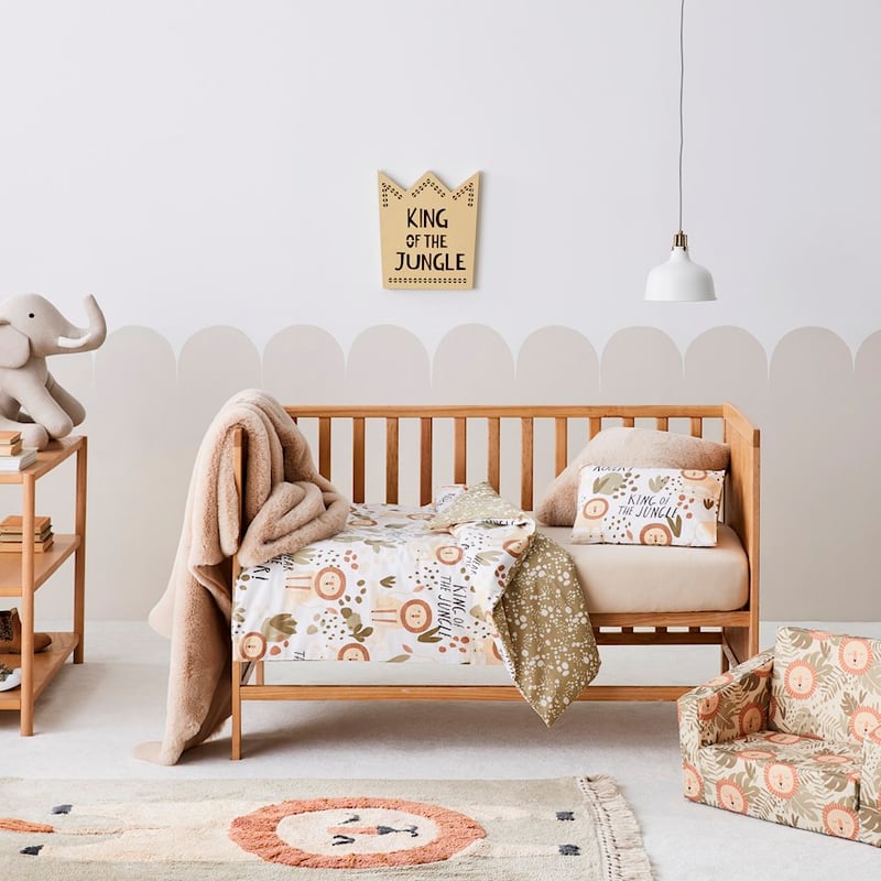 King of The Jungle Sage Cot Quilt Cover Set