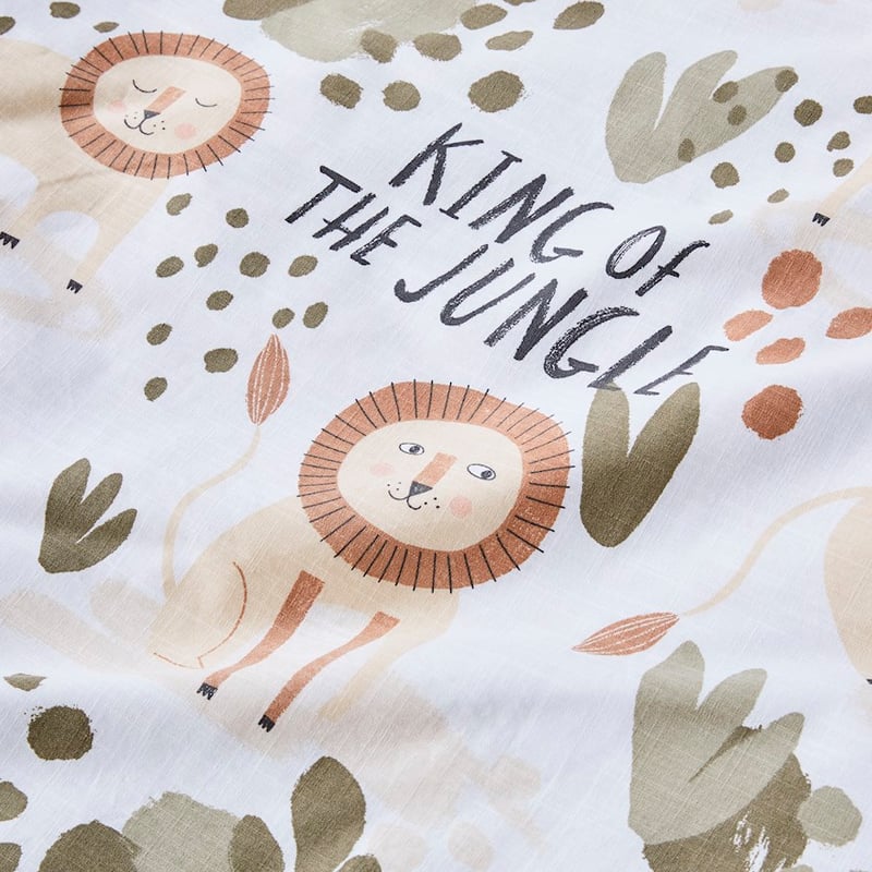 King of The Jungle Sage Cot Quilt Cover Set