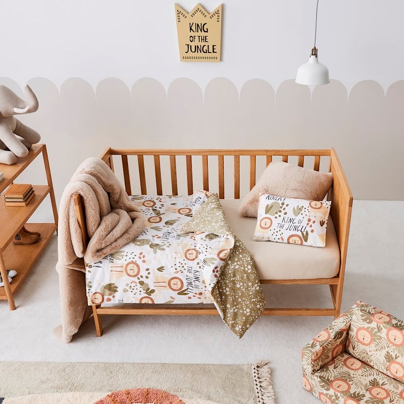 King of The Jungle Sage Cot Quilt Cover Set