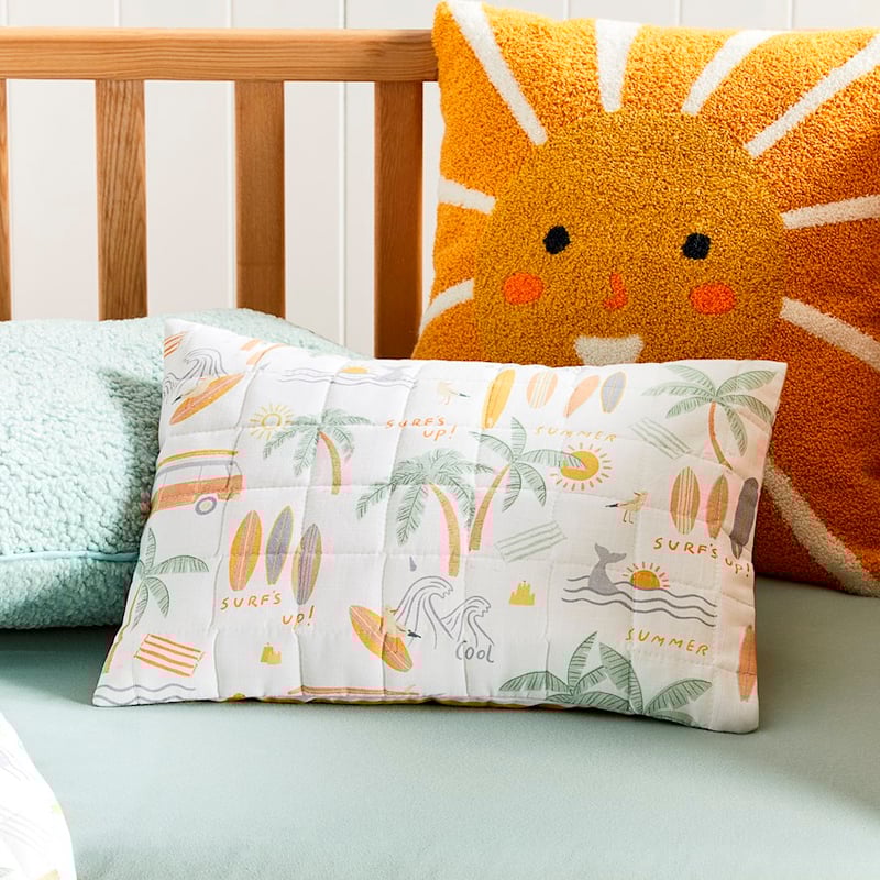 Surf Break White Quilted Cot Duvet Cover Set