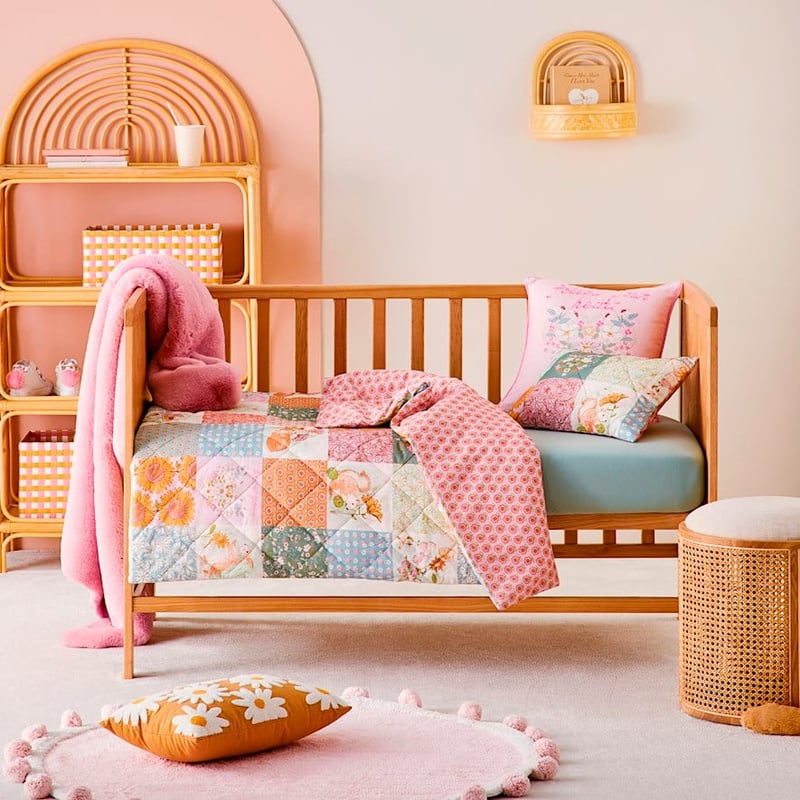 Storybook Multi Patchwork Quilted Cot Duvet Cover Set
