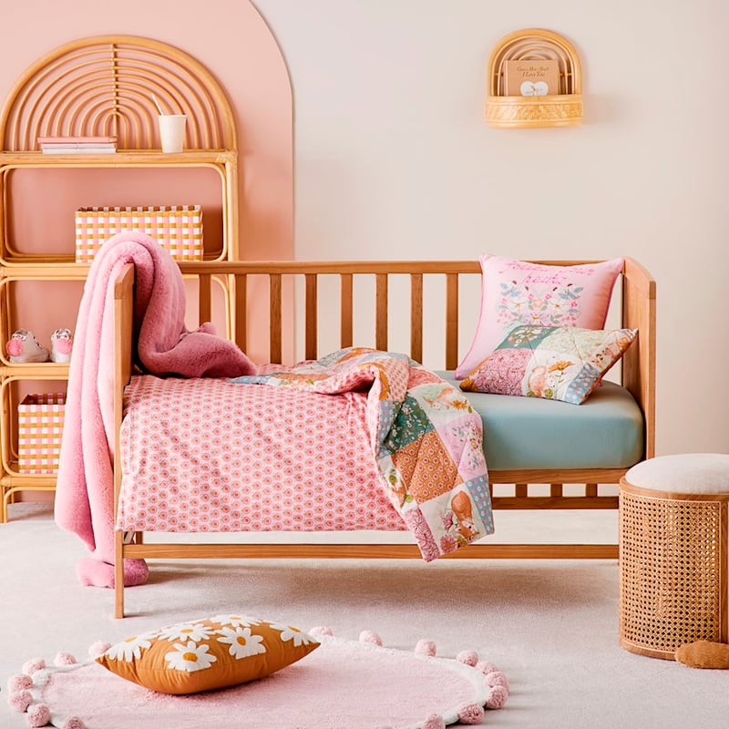 Storybook Multi Patchwork Quilted Cot Duvet Cover Set