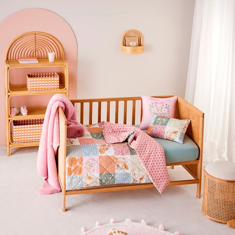 Storybook Multi Patchwork Quilted Cot Duvet Cover Set