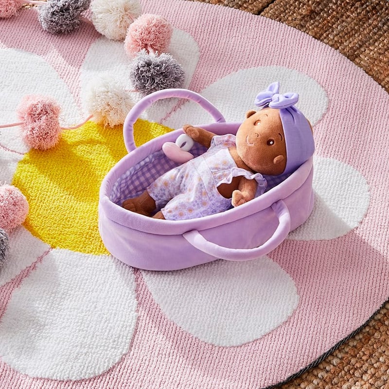 Flower Lilac Gingham Baby in Carrier Snuggle Friend