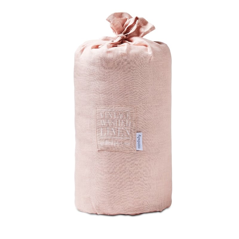 Vintage Washed Linen Nude Pink Quilted Play Mat