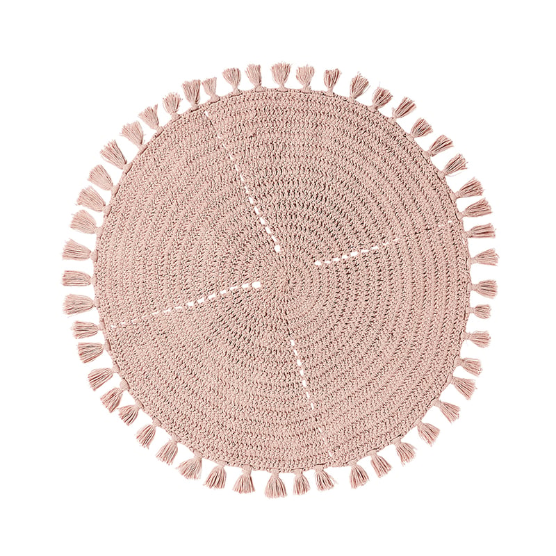 Tassel Macrame Pink Rug