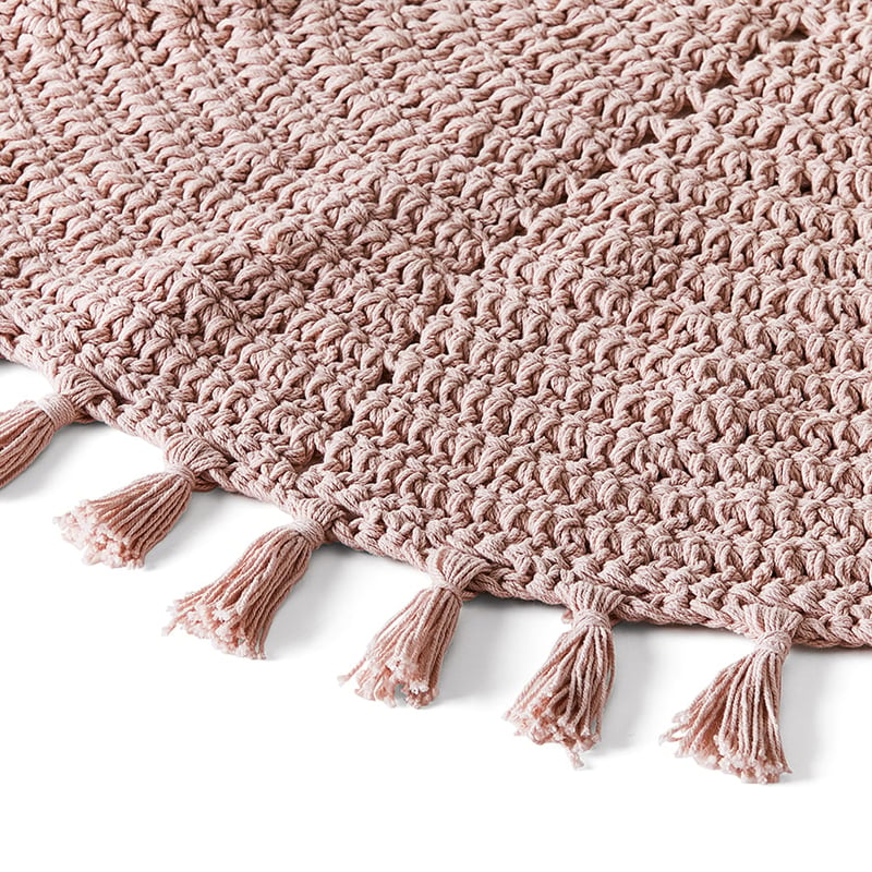 Tassel Macrame Pink Rug