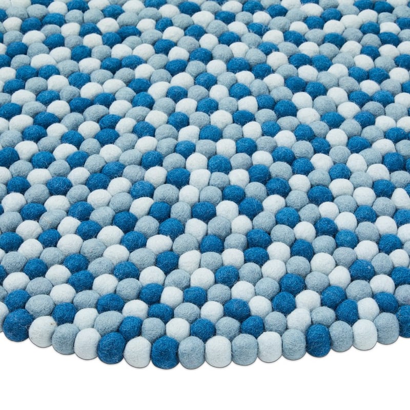 Designer Blue Freckle Felt Round Rug