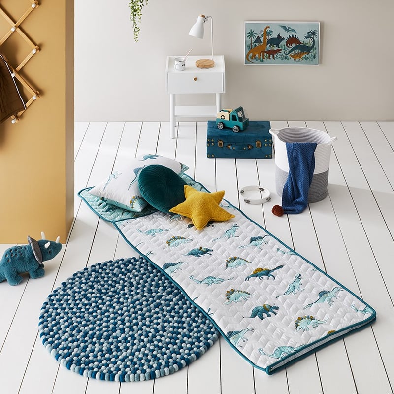 Designer Blue Freckle Felt Round Rug