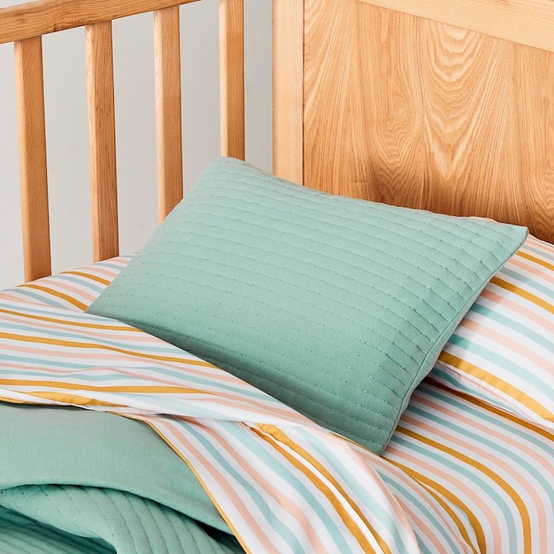 Baxter Quilted Jersey Ivy Green Cot Duvet Cover Set