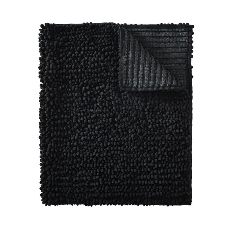 Microplush Black Bobble Bath Mat