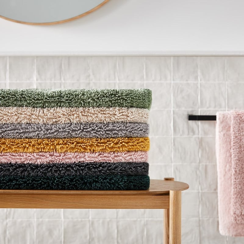 Nicola Mustard Combed Cotton Bath Mat Range