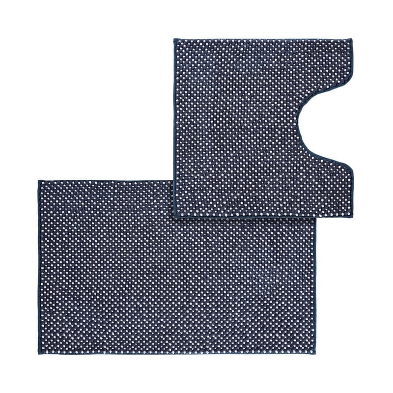 Microplush Bobble Navy Contour & Bath Mat