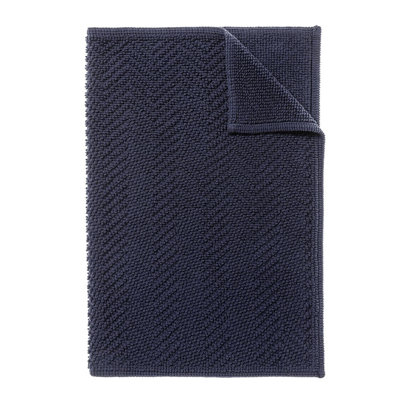 European Collection Lisbon Bath Mat Herringbone Indigo