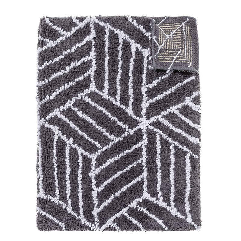 Linear Bath Mat Hex Coal & White