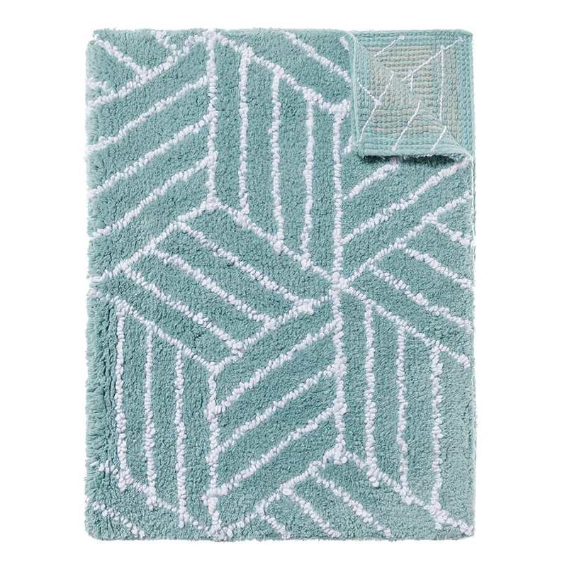 Linear Bath Mat Hex Seagrass & White 