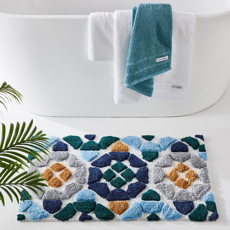 Morocco Navy & Grey Bath Mat