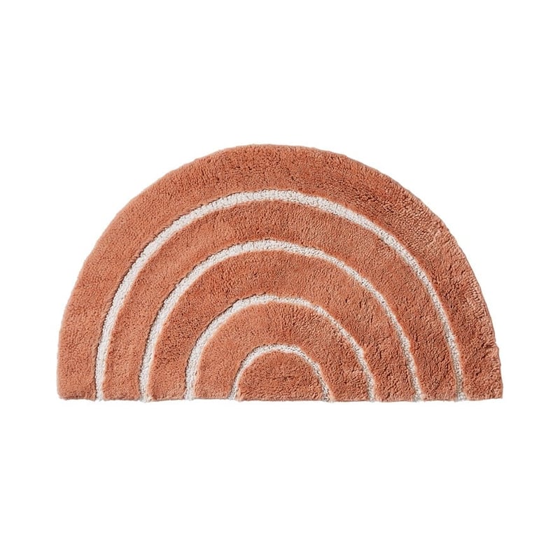 Stripe Rainbow Earth & White Semi Circle Bath Mat