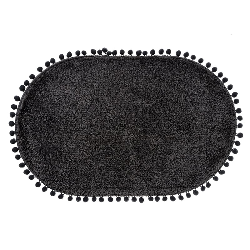 Microplush Pom Pom Bath Mat Coal