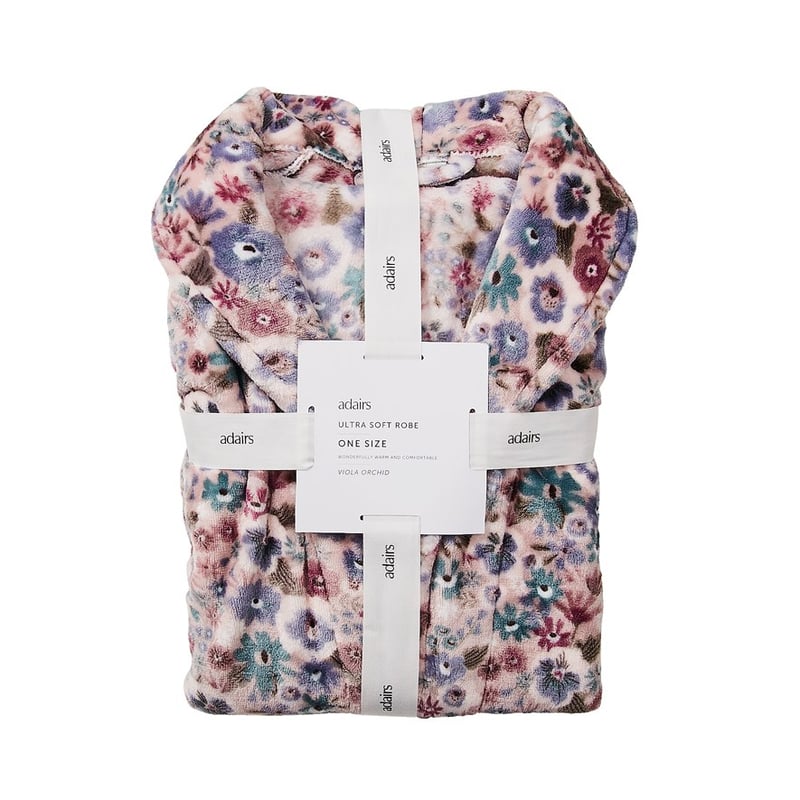 Printed Ultra Soft Lavender Viola Orchid Bathrobe