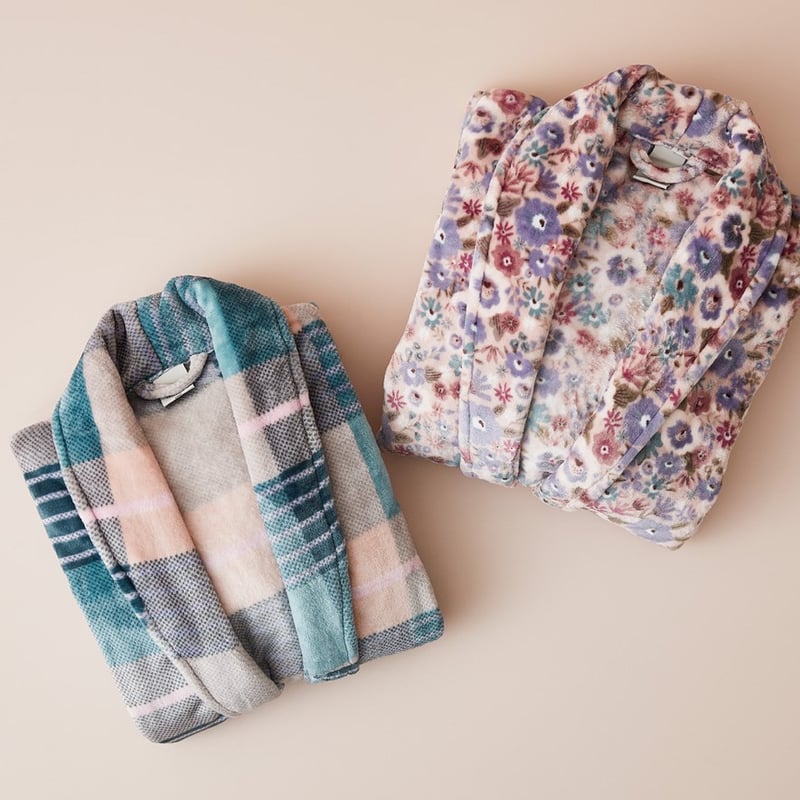 Printed Ultra Soft Lavender Viola Orchid Bathrobe