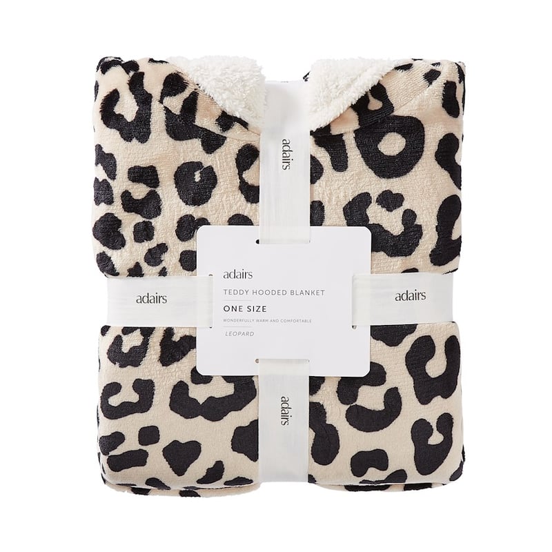 Teddy Hooded Blanket One Size Black/Natural Leopard