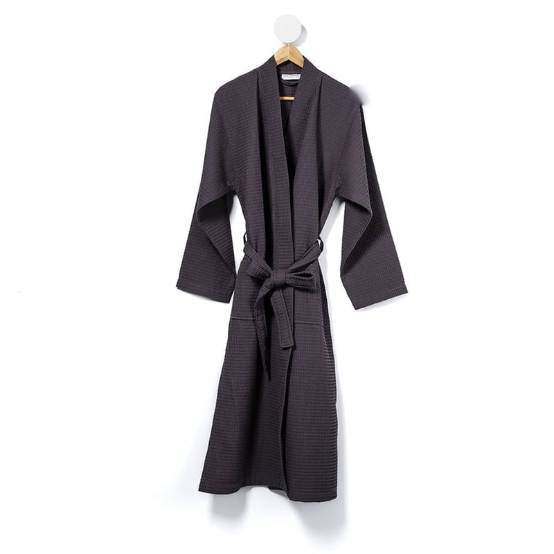 Turkish Cotton Waffle Bathrobe Coal 