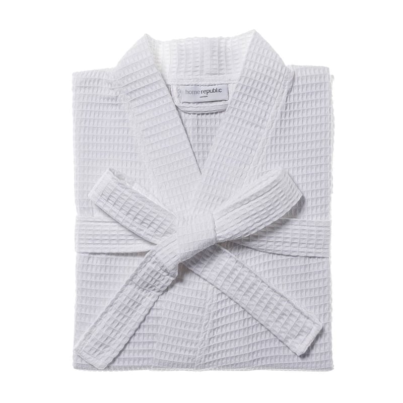 Turkish Cotton Waffle Bathrobe White