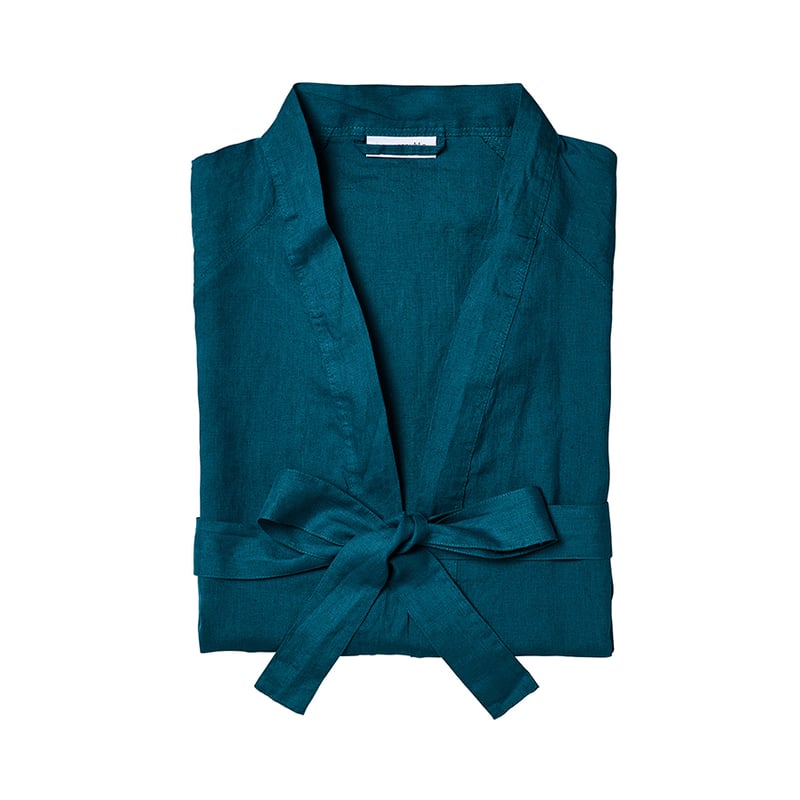 Vintage Washed Linen Peacock Bathrobe