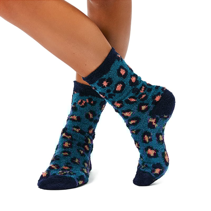 Teal Leopard Bed Socks