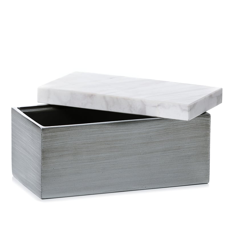 Eastside Rectangular Canister in Silver & Marble