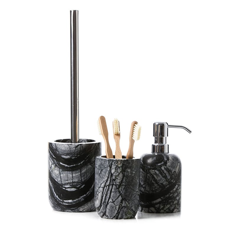 Round Black Marble Separates Bathroom Accessories