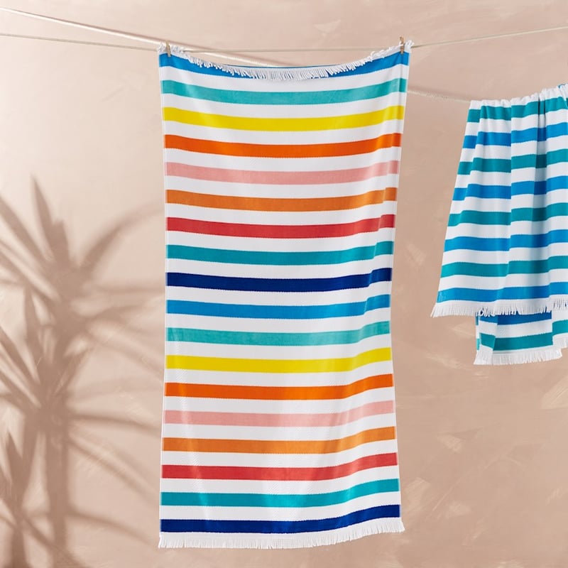 Velour Coastal Stripe Multi Beach Towel 