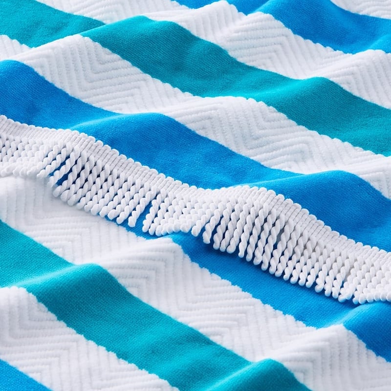 Velour Coastal Stripe Blue Beach Towel 