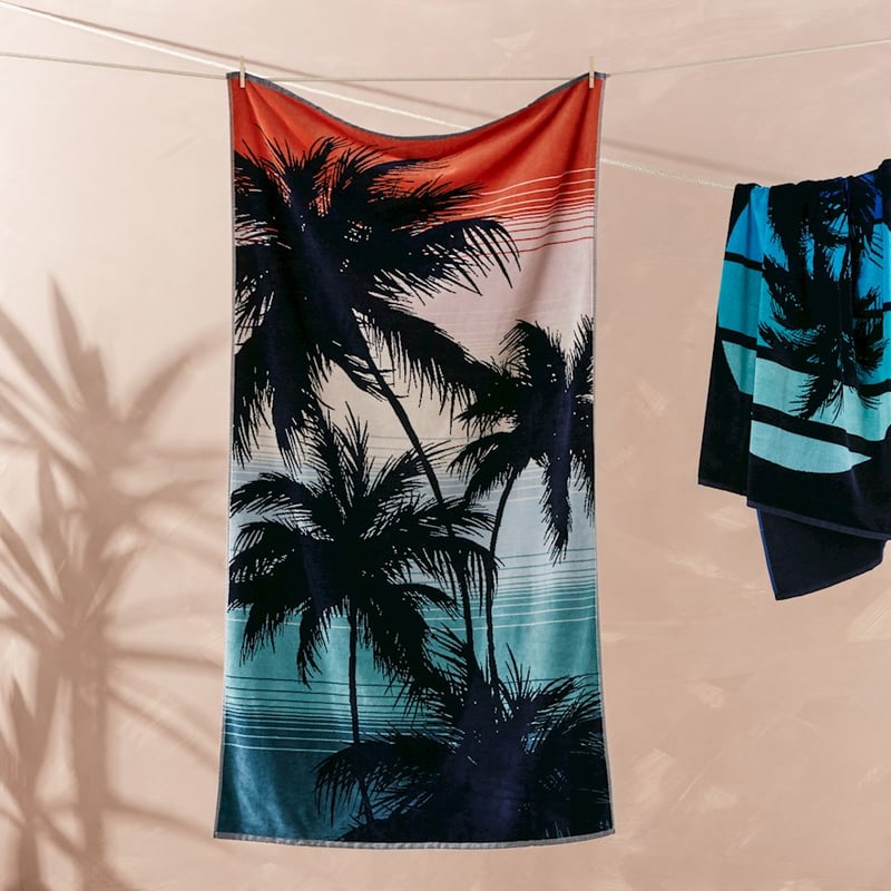 Velour Retro Palm Beach Towel 