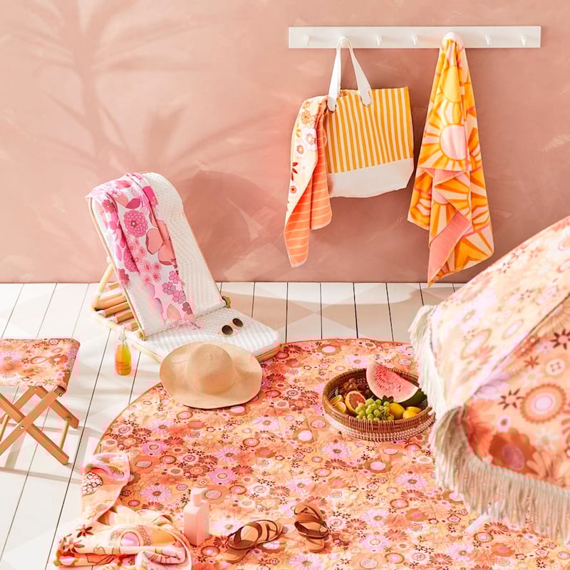 Velour Retro Floral Beach Towel