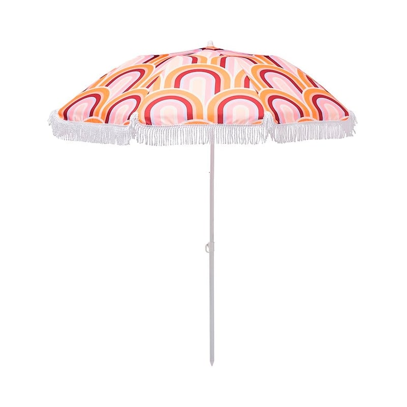 Retro Rainbow Pinks Beach Umbrella