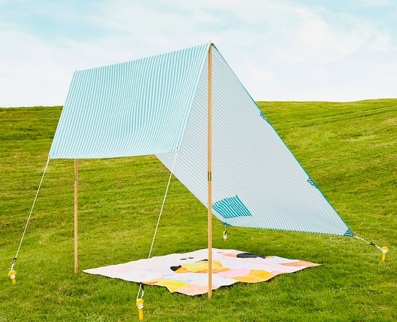 Holiday Aqua Stripe Beach Tent 