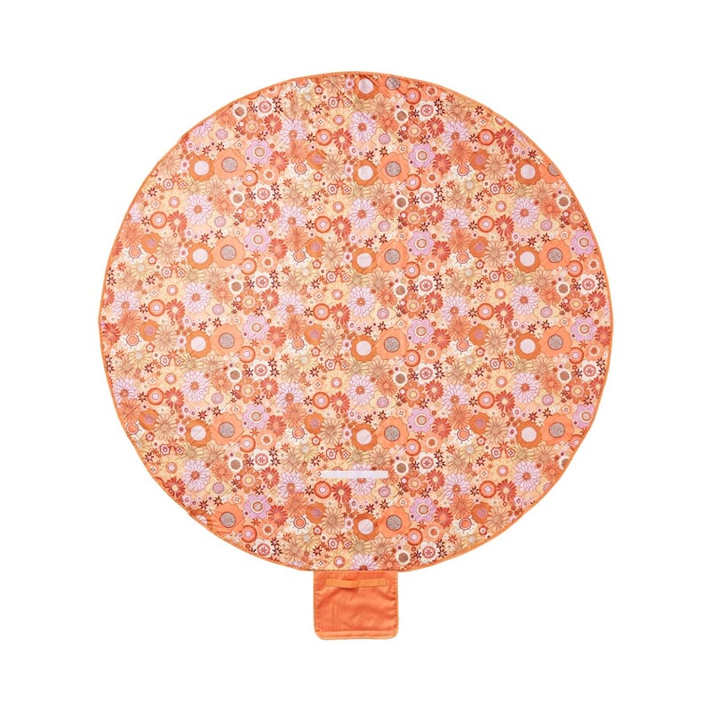 Round Retro Floral Picnic Rug