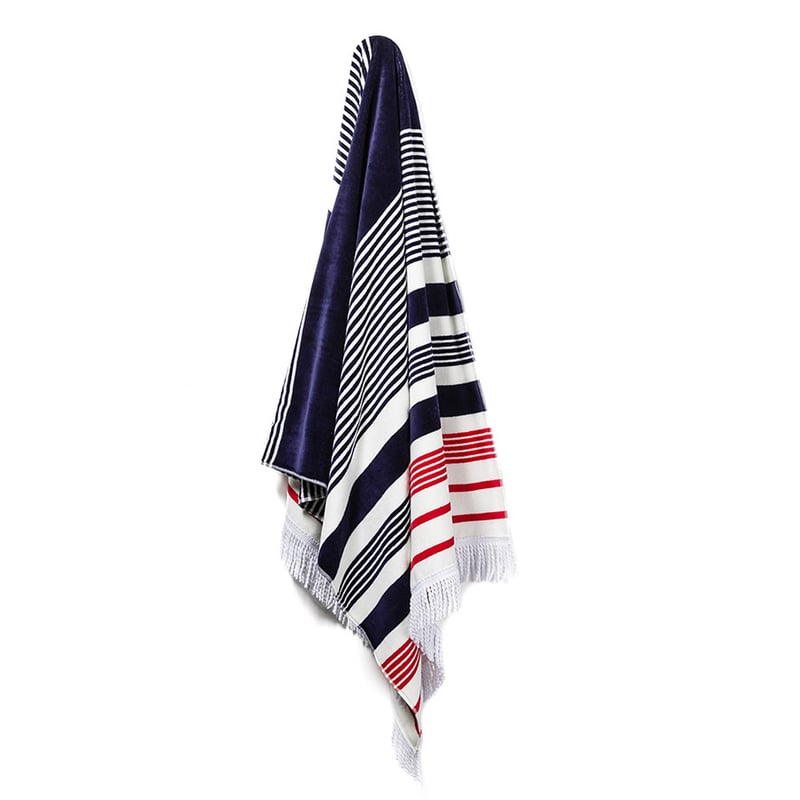 Velour Beach Towel Red Hot Navy 
