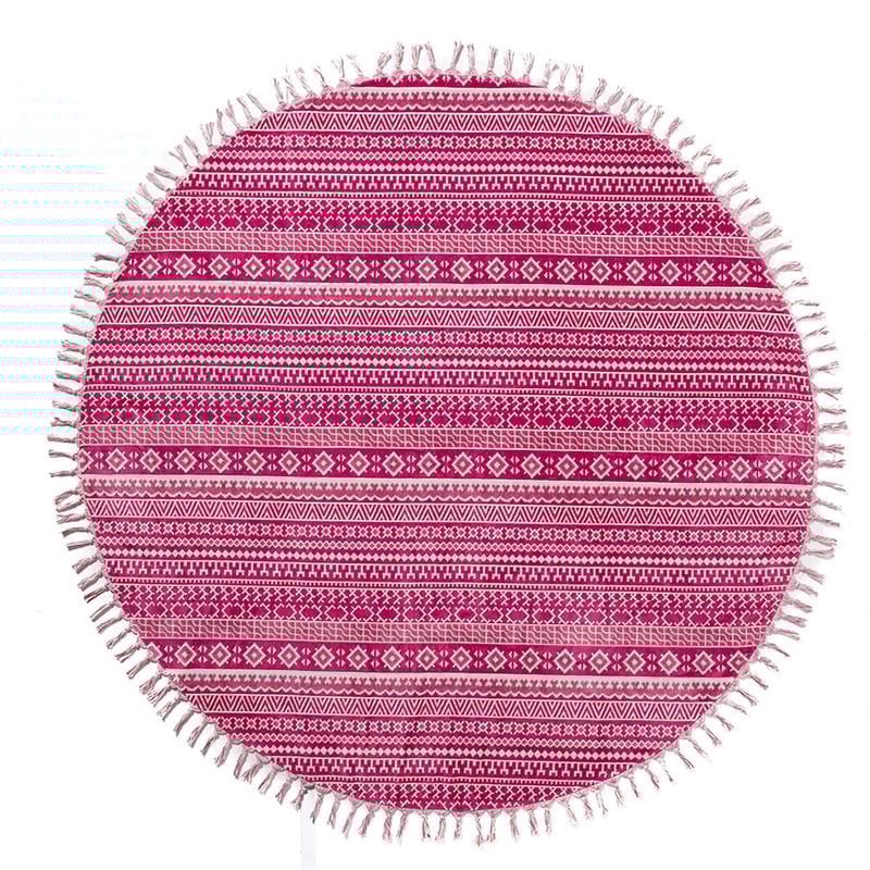 Hot Pink European Beach Kusadasi Velour Circle Towel