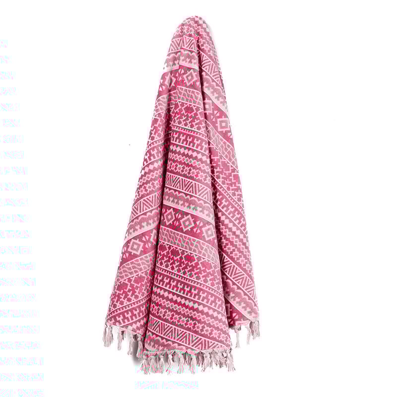 Hot Pink European Beach Kusadasi Velour Circle Towel
