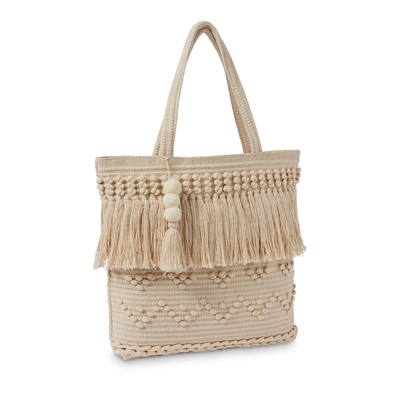 Boho Cotton Beach Bag Natural 