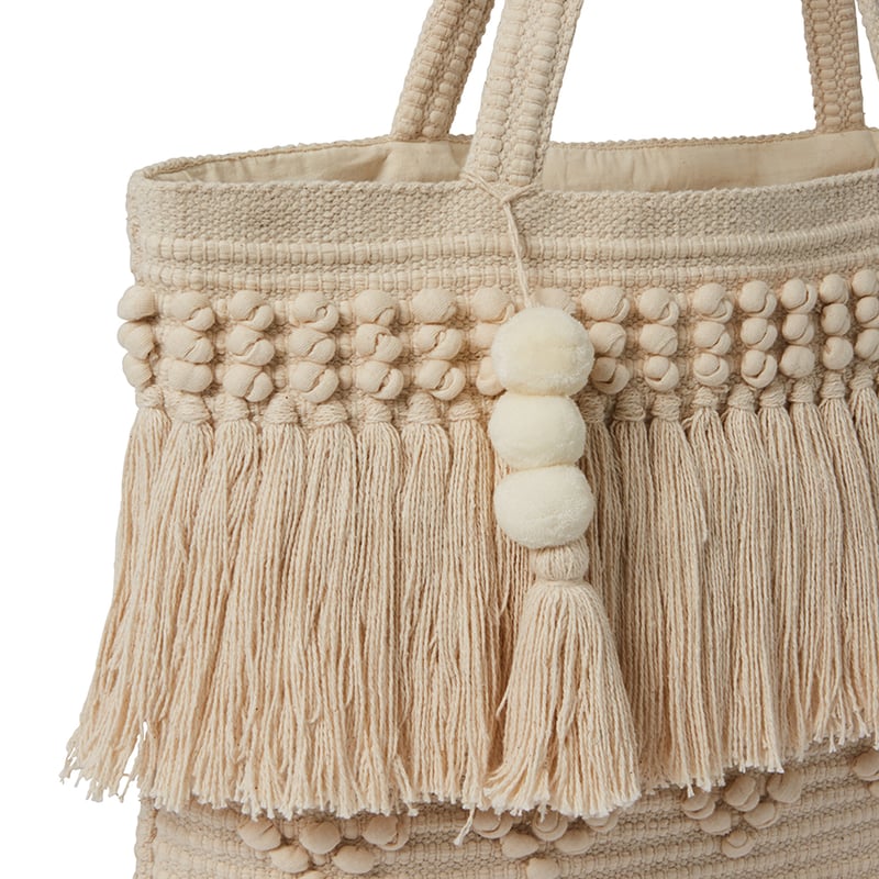 Boho Cotton Beach Bag Natural 