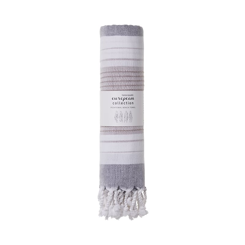 European Turkish Peshtemal Stripe Grey 